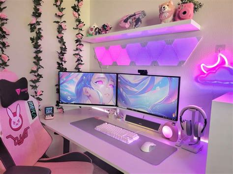 cute gaming desk setup | Gaming room setup, Gaming desk setup, Game room design