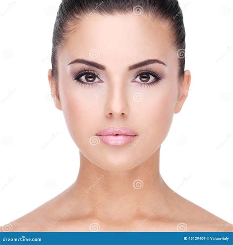 Closeup Beautiful Face Of Woman With Clean Skin Stock Image - Image of ...