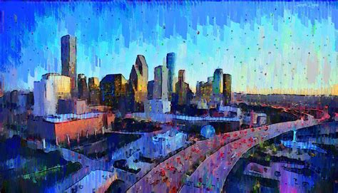 Houston Skyline 30 - DA Digital Art by Leonardo Digenio - Fine Art America