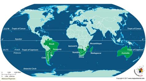 Which Countries Lie On The Tropic Of Capricorn? - Answers