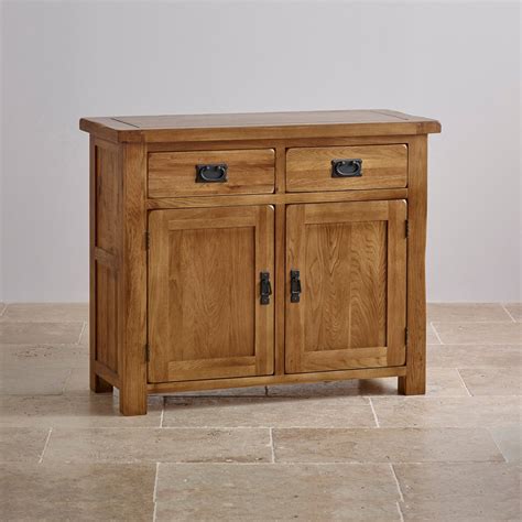 Original Rustic Solid Oak Small Sideboard | Oak Furniture Land