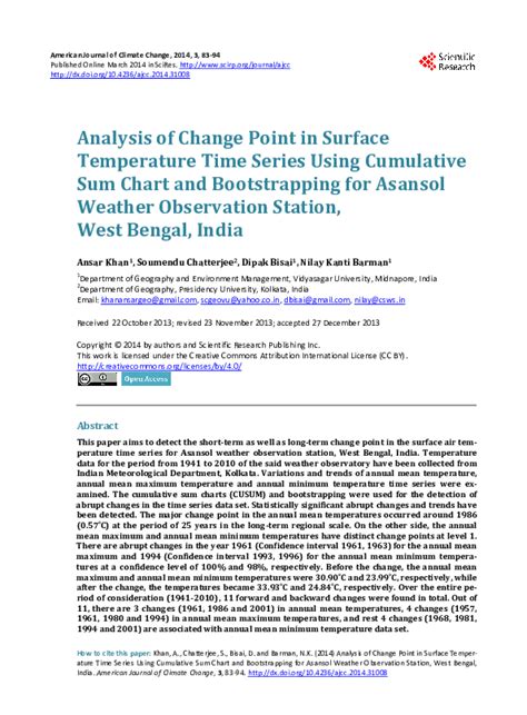 (PDF) Analysis of Change Point in Surface Temperature Time Series Using ...