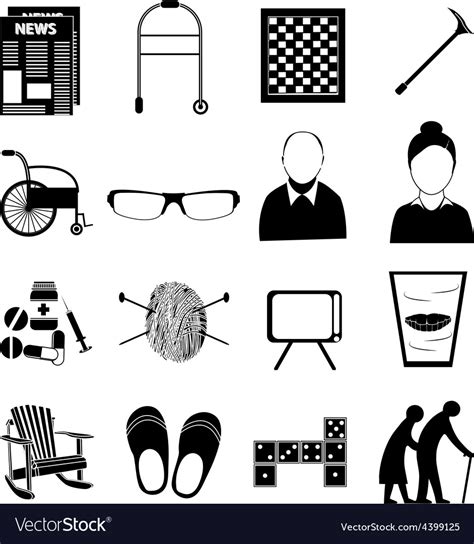 Old age retired people icons set Royalty Free Vector Image