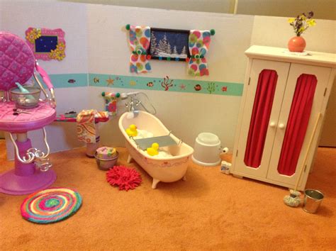 American Girl dollhouse Bathroom, 3 fold project board, with Dollar ...