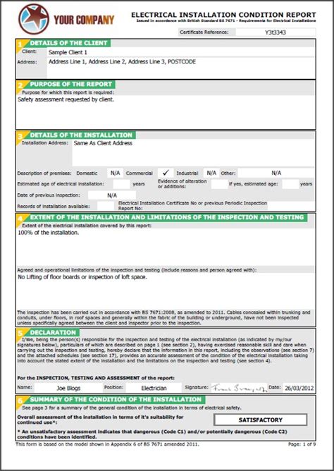 Electrical Installation Test Certificate Template (1) - TEMPLATES ...