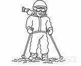 Sports Outline Clipart Young Boy skiing outline sketch template