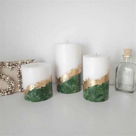 Pillar Candles. Green Candle Set of 3 Decorative Candles for - Etsy