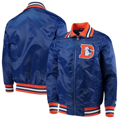 Men's Starter Royal Denver Broncos Captain Satin Varsity Jacket