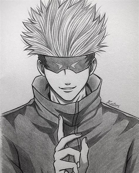 a drawing of an anime character wearing a mask and holding his finger ...