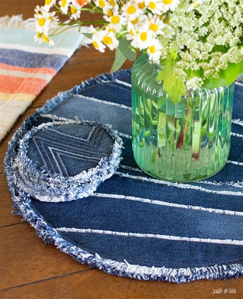 Denim DIY Placemats Made From Old Jeans | Scratch and Stitch