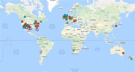 World map showing the 71 designated IDA International Dark Sky Places... | Download Scientific ...