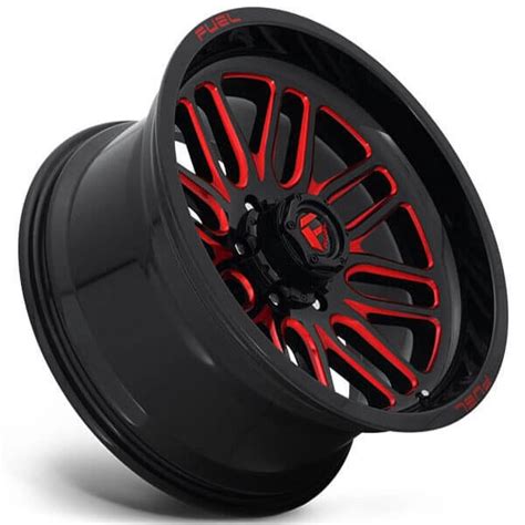 20" Fuel Wheels D663 Ignite Gloss Black with Candy Red Off-Road Rims # ...