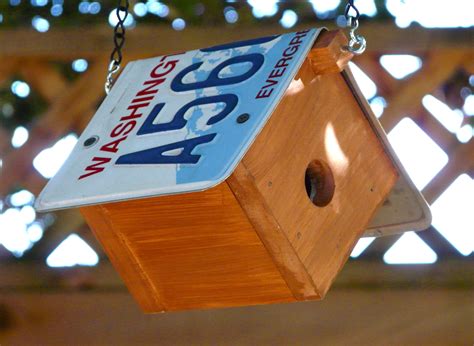 Birdhouse with License Plate Roof | Bird houses, Bird house, License plate