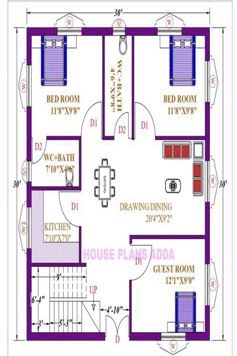 30x30 House Plan East Facing