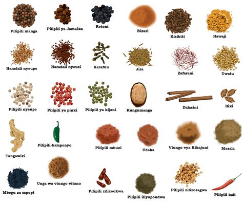 Swahili Land: Aina za Viungo (Types of Spices)