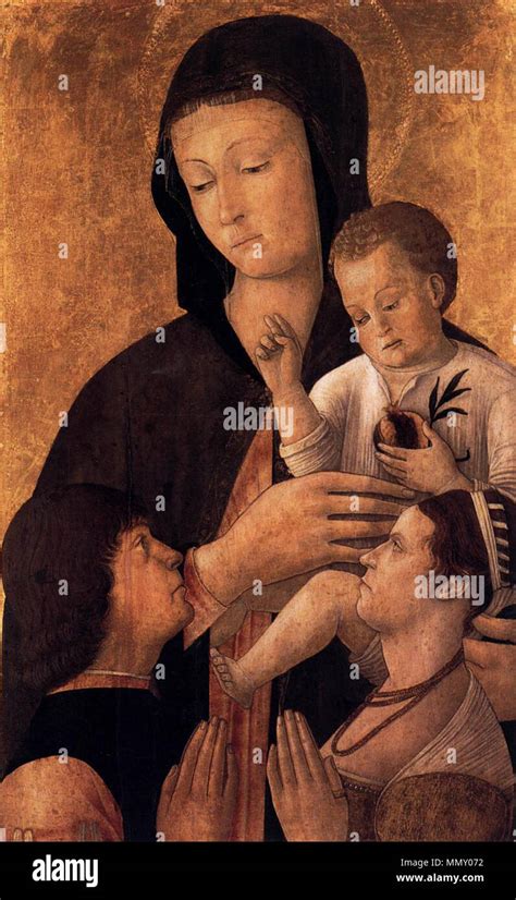 English: Madonna and Child with Donors . circa 1460. Gentile bellini ...