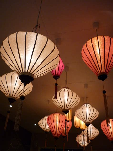 Sophisticated Hoi silk lanterns suspended from ceiling | Paper lanterns wedding decorations ...