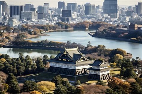 Premium Photo | Aerial photo of the imperial palace in tokyo