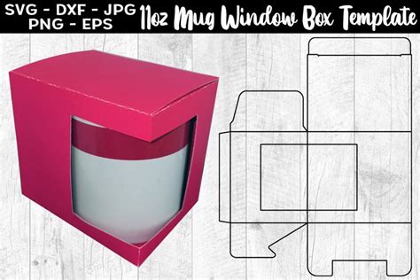 11oz Mug Box Template SVG 11oz Mug Box Window Template