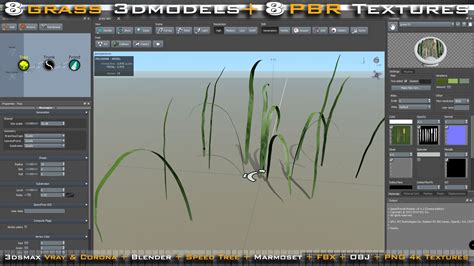 8 Grass 3d models + 8 Grass PBR Textures - Blender Market