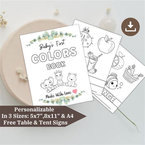 Baby's First Colors Book, Kid's Coloring Pages, DIY Baby Shower Activity, DIY Coloring Sheets ...