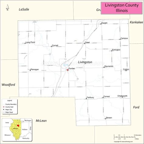 Map of Livingston County Map, Illinois - Where is Located, Cities ...