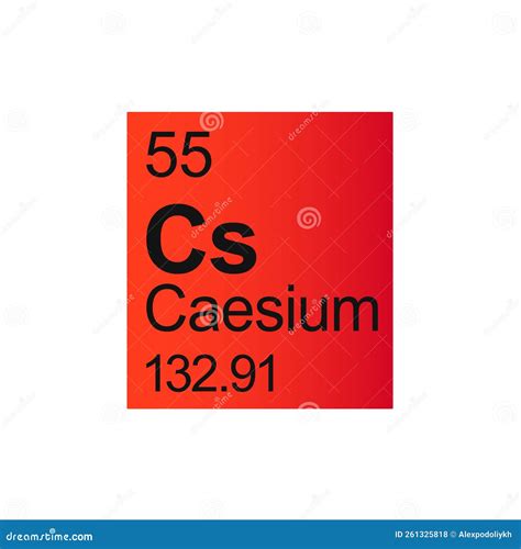 Caesium Chemical Element Symbol On Red Gradient Background Stock ...