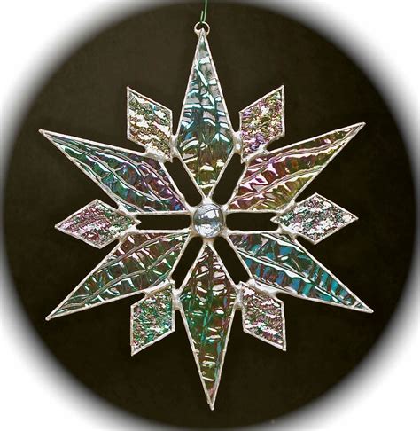 stained glass snowflake suncatcher design 8 by bitsandglassart