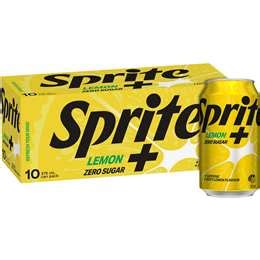 Sprite Lemon + Zero Sugar Soft Drink Cans 375ml X 10 Pack | Woolworths