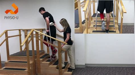 Stair Training with Axillary Crutches, Non-weight bearing - YouTube