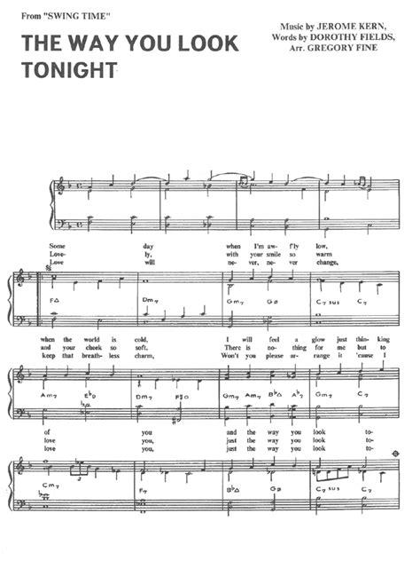 THE WAY YOU LOOK TONIGHT Piano Sheet music | Easy Sheet Music