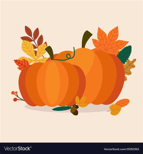 Autumn pumpkins and leaves flat design modern Vector Image