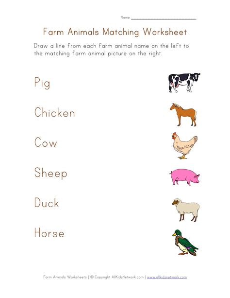 farm animals matching worksheet | Farm animals, Animal worksheets ...