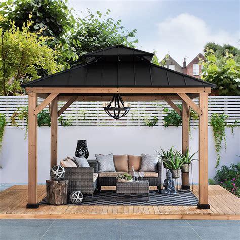 Sunjoy Archwood 10 ft. x 10 ft. Cedar Framed Gazebo with Steel Hardtop | The Home Depot Canada