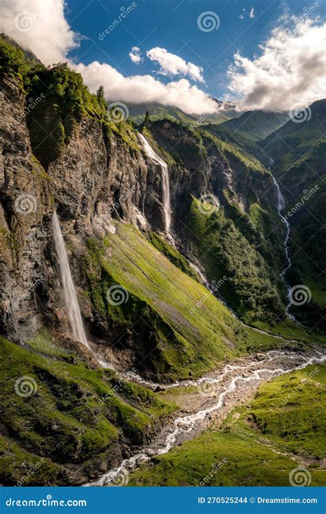 Several Large Waterfalls Falling Down Stock Photo - Image of ...