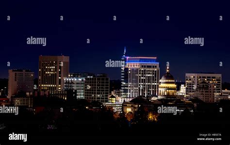 City of Boise Idaho skyline at night with capital building Stock Photo ...