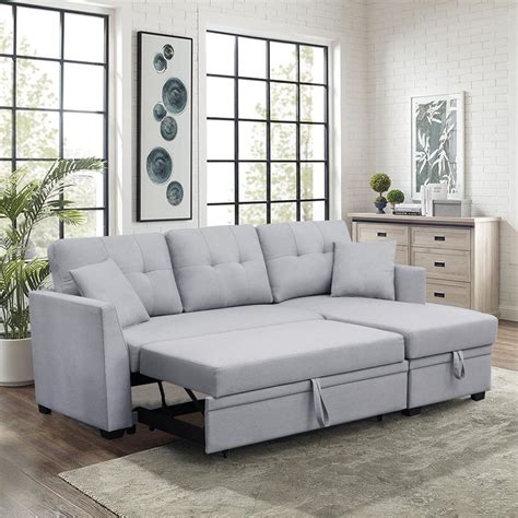 Buy Reversible Sectional er Sofa with Pull Out Couch Sofa Bed & Storage Chaise Lounge, L-Shaped ...