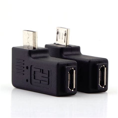 Right Left Angle Micro USB Male 90 Degree USB Male To Micro Female Plug ...