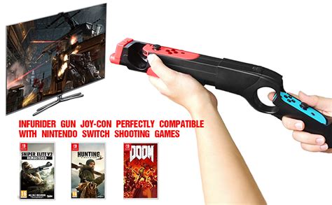 INFURIDER Game Gun Controller for Nintendo Switch Hunting Game,Handle Grips Compatible for Joy ...