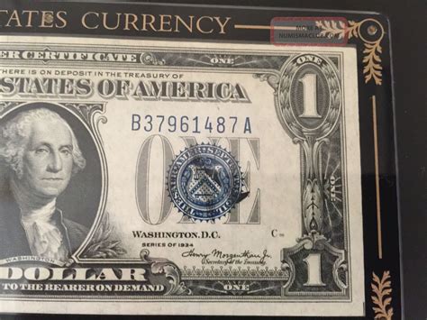 1934 $1 Dollar Bill Silver Certificate Amost Uncirculated