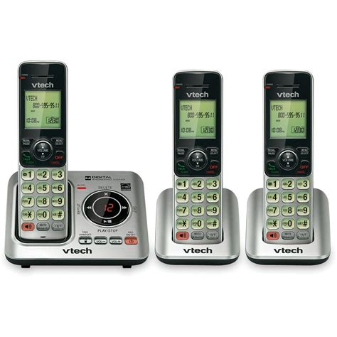 VTech CS6629-3 Cordless Phone with Answering Machine & Caller ID/Call Waiting, 3 Handsets ...