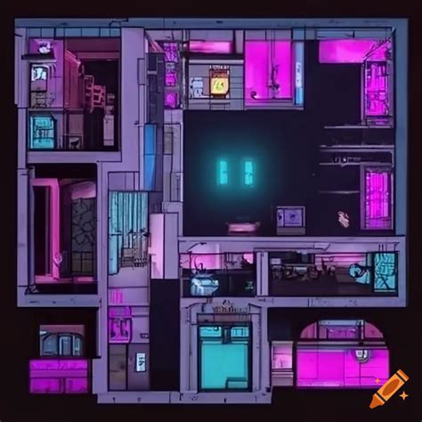 Cyberpunk-style floor plan design