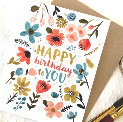 Pretty birthday card happy birthday card watercolor flower | Etsy ...