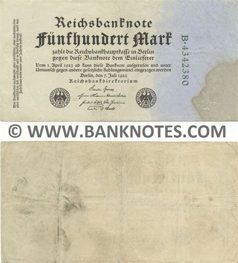 Germany 500 Mark 1922 - German Currency Bank Notes, European Paper Money, Banknotes, Banknote ...