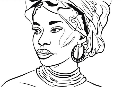 Adult Coloring Page, Juneteenth, Juneteenth 2023, African-American Woman Coloring Page, Headwrap ...