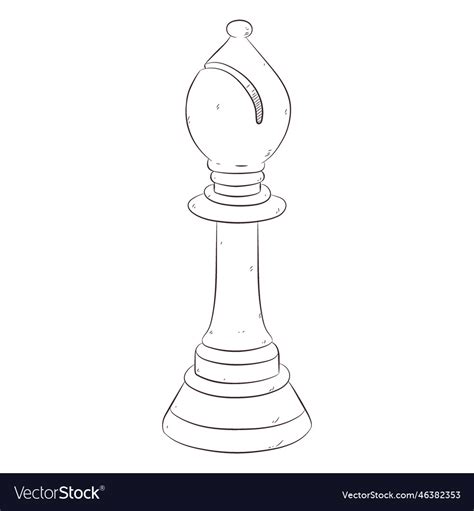 Bishop chess piece line art Royalty Free Vector Image