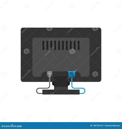 Monitor Back View Screen Computer Equipment Vector Icon. Electronic ...