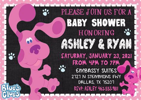 Blue's Clues Magenta Baby Shower Invitation - Etsy