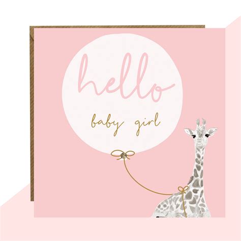 Hello Baby Girl New Baby Card Baby Girl Card Finished With - Etsy