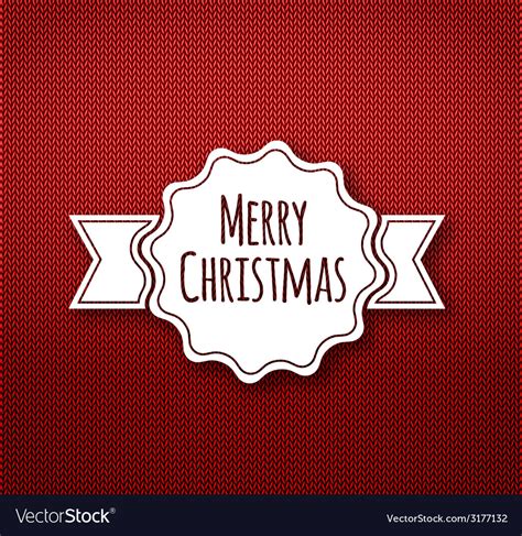 Christmas calligraphy on knitted pattern Vector Image